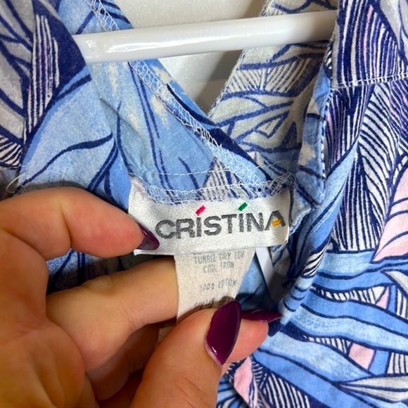 Vintage Cristina Tropical Floral Vest Top Collared Button Top - Picture 4 of 7